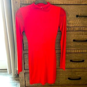 High Neck, mesh sleeve, mini dress